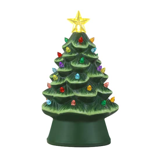 Mr. Christmas; Mr. Christmas 8" Green Nostalgic Ceramic Christmas Tree with Multicolor LED Lights; Category:Lighted Decor; Image:1